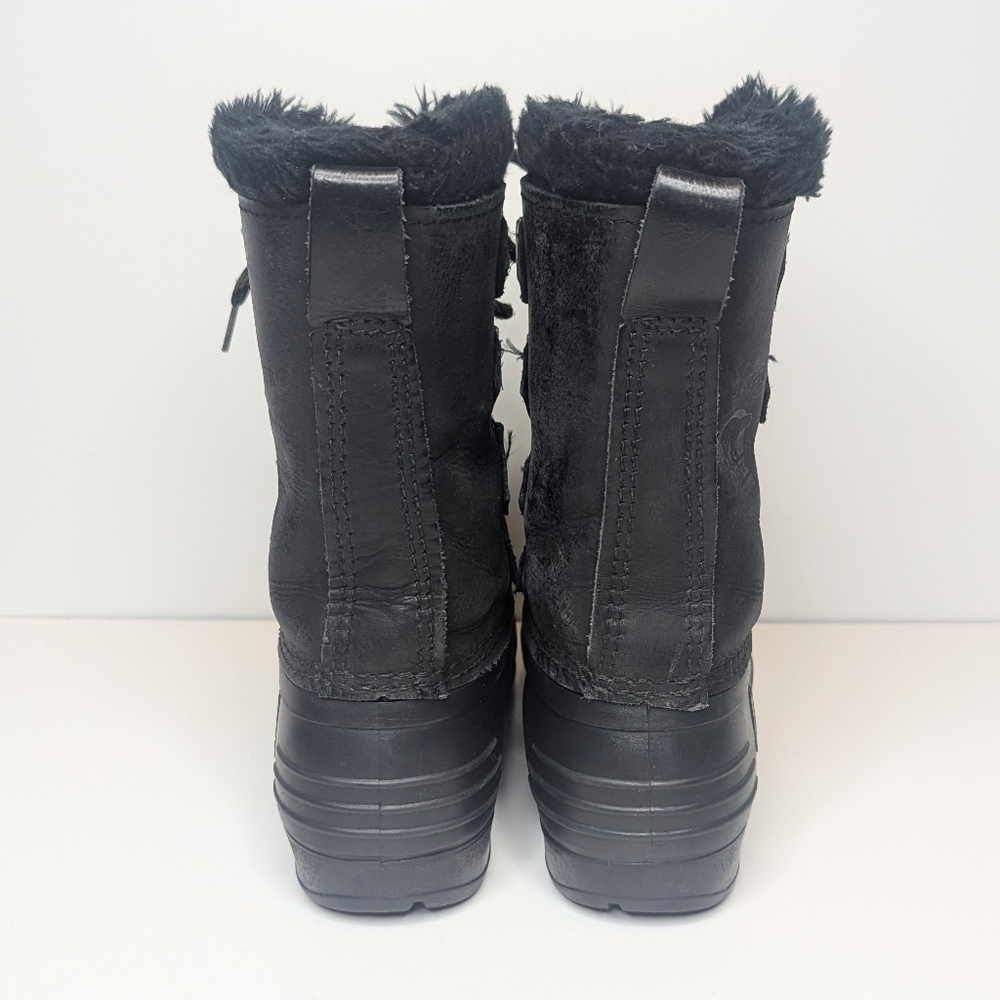 Sorel Badger black boots leather waterproof winter snow vintage lace up size 7 - Picture 5 of 9